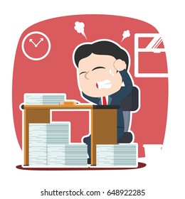asian businessman stressed out while work