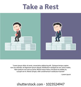 Asian Businessman Take a Rest Infographic