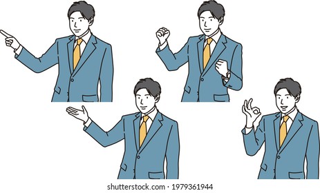 Asian businessman in various poses