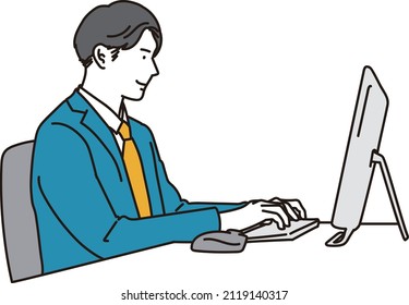 Asian businessman working on a personal computer