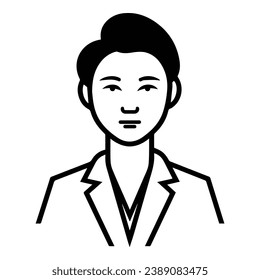 Asian Businesswoman Flat Icon Isolated On White Background