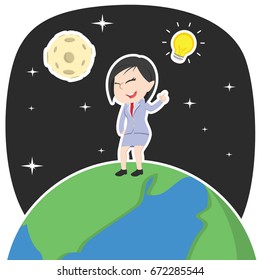 asian businesswoman got an idea on earth