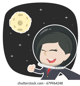 asian businesswoman selfie in space