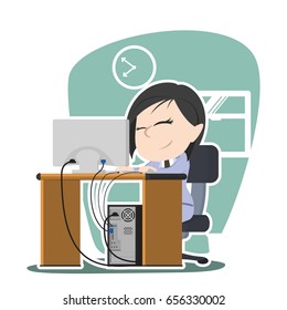 asian businesswoman working illustration design
