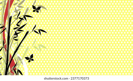 asian butterfly and bamboo background banner illustration in vector format