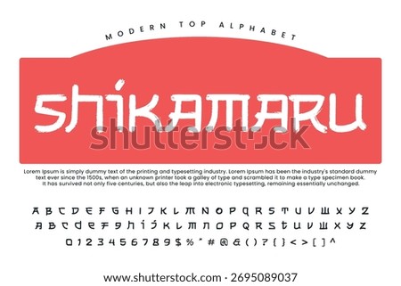 Asian calligraphy style font vector typeface alphabet typeset