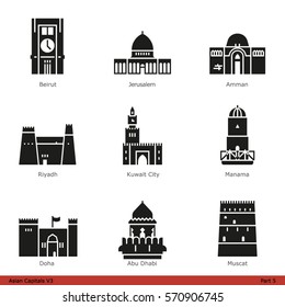 Asian Capitals (Part 5) - Glyph Icon Set