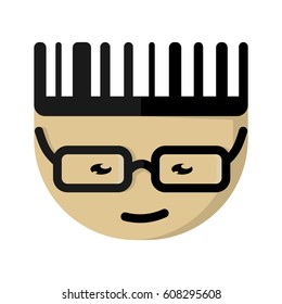 The Asian cartoon character with glasses    