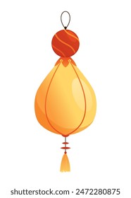 Asian cartoon lanterns, icon. Chinese festival lantern, traditional decoration for asian. Chinatown and Chinatown festival paper lantern element. Vector illustration on white background