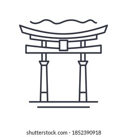 Asian castle gate icon, linear isolated illustration, thin line vector, web design sign, outline concept symbol with editable stroke on white background.