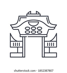 Asian castle icon, linear isolated illustration, thin line vector, web design sign, outline concept symbol with editable stroke on white background.