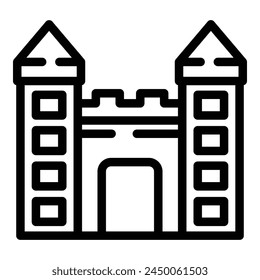 Asian castle icon outline vector. Baku city tower. Edifice structure