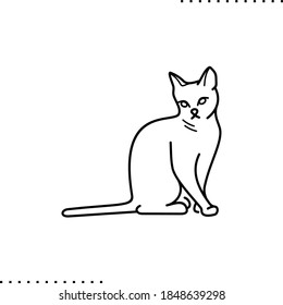 Asian Cat Breed Vector Icon In Outlines