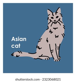 Asian cat line icon. Farm animals. Pictogram for web page, mobile app, promo.