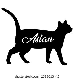 Asian. cat silhouette, cat, cat breeds, logo, vector, silhouette,  animal, illustration, icon, sign, design, black, symbol, pet, love
