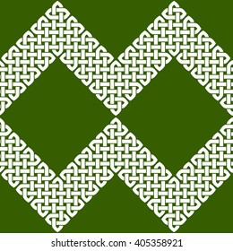 Asian or Celtic style knot seamless border or pattern. Monochromatic vector illustration.