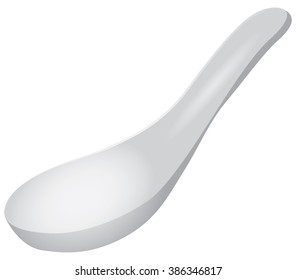 Asian ceramic spoon for soup or liquid food.