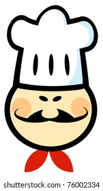 Asian Chef Man Face Cartoon Mascot