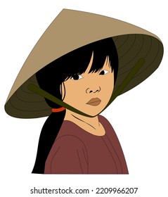 Asian child with a big hat