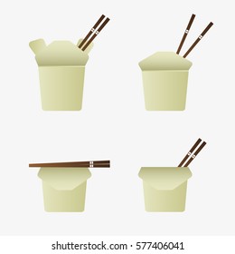 asian or china food paper box for delivery take away icons eps10