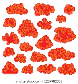 Asian or Chinese clouds set. Vector. 