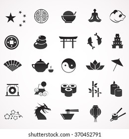 Asian, chinese, japanese icon collection. Vector art.