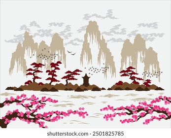 Asian Chinese Landscape Mountain Painting