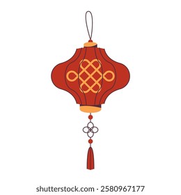 Asian or Chinese lantern. Vector isolated lamp for eastern new year decoration. CNY holiday or China festive. Embellishment and ornament for festival. Festoon decor or garland. Asia and Korea.