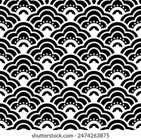 asian chinese vector pattern in black and white background