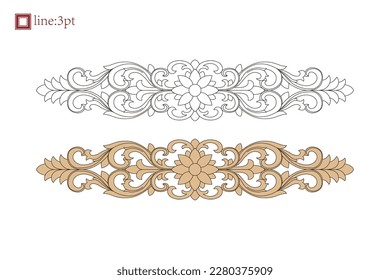 Asian Chinese vintage vector delicate floral vine twine spiral art deco pattern. Baroque Victorian style. Decoration for border, frame, invitation, poster, packaging design.