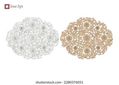 Asian Chinese vintage vector delicate floral vine twine spiral art deco pattern. Baroque Victorian style. Decoration for border, frame, invitation, poster, packaging design.
