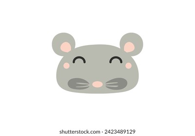 Asian, Chinese zodiac sign, cute cartoon rat face character illustration. Astrology, horoscope. Isolated vector. Flat style design. Traditional Lunar New Year holiday card, poster, banner element