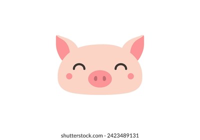 Asian, Chinese zodiac sign, cute cartoon pig face character illustration. Astrology, horoscope. Isolated vector. Flat style design. Traditional Lunar New Year holiday card, poster, banner element
