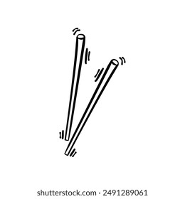 Asian Chopstick, Japanese and Chinese Food Stick Icon Doodle Illustration