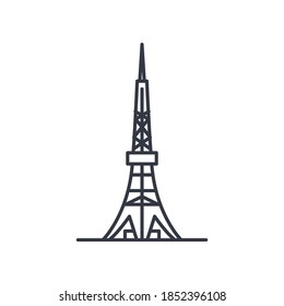 Asian city tower icon, linear isolated illustration, thin line vector, web design sign, outline concept symbol with editable stroke on white background.