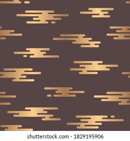 Asian clouds. Seamless pattern. Chinese and Japanese style. Traditional gold oriental texture. China golden prosperity ornament background for design prints. Golden backdrop. Culture motif. Vector 