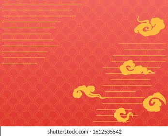Asian cloudy background. Festive card. Traditional chinese, korean and japanese clouds in oriental style. Vector illustration.