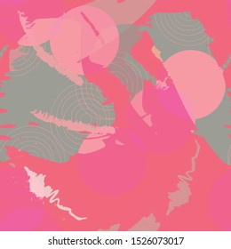 Asian colorful abstract vector seamless pattern. Paint splashes and brush strokes in warm colors , inspired by oriental fabrics and textiles , create  modern expressive background
