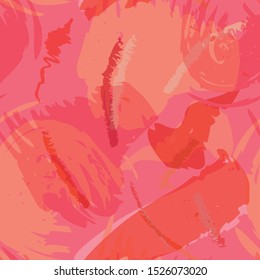 Asian colorful abstract vector seamless pattern. Paint splashes and brush strokes in warm colors , inspired by oriental fabrics and textiles , create  modern expressive background
