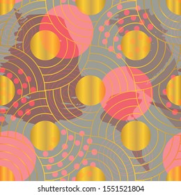 Asian colorful abstract vector seamless pattern. Paint splashes and brush strokes in warm colors , inspired by oriental fabrics and textiles create  modern expressive background
