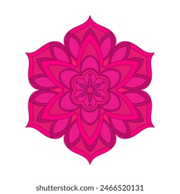 Asian colorful floral mandala. Vector ethnic circular ornament. Stylish design in pink shades