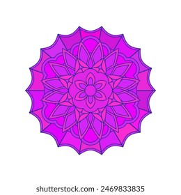 Asian colorful floral mandala. Vector ethnic circular ornament. Stylish design in purple shades