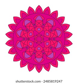 Asian colorful floral mandala. Vector ethnic circular ornament. Stylish design in pink shades