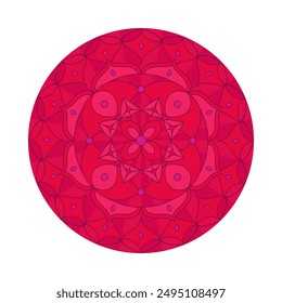 Asian colorful floral mandala. Vector ethnic circular ornament. Stylish design in red shades