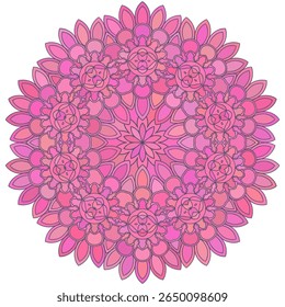 Mandala floral asiática colorida. Ornamento circular étnico vetorial. Design elegante em tons pastel