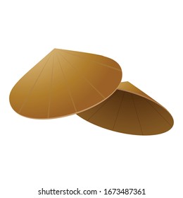 Asian cone hat icon. Cartoon of asian cone hat vector icon for web design isolated on white background