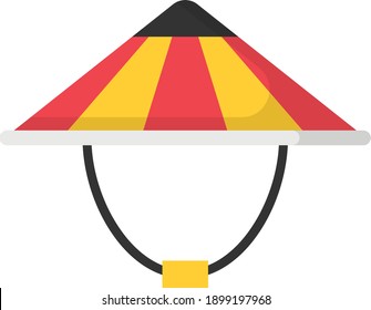 Asian conical hat Concept, Decorative Rice Cap Vector Color Icon Design, Traditional Chinese Culture Symbol on white background, Lunar New Year of the Ox 2021 Sign, China Travel Guide Stock