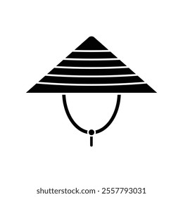 Asian conical hat flat vector icon design