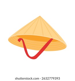 Chapéu cônico asiático isolado sobre fundo branco. Chapéu nonla triângulo vietnamita. Não é o endereço da cabeça. Símbolo vietnamita. Ilustração vetorial