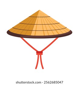 Asian conical hat vector illustration. Isolated traditional design, ideal for cultural, historical, or travel themed projects and graphics.






